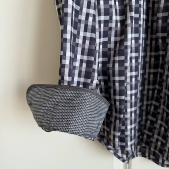 Bugatchi Mens Long Sleeve Black Grey and White - Picture 2 of 3